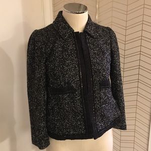 Rebecca Taylor black tweed blazer w/black chain